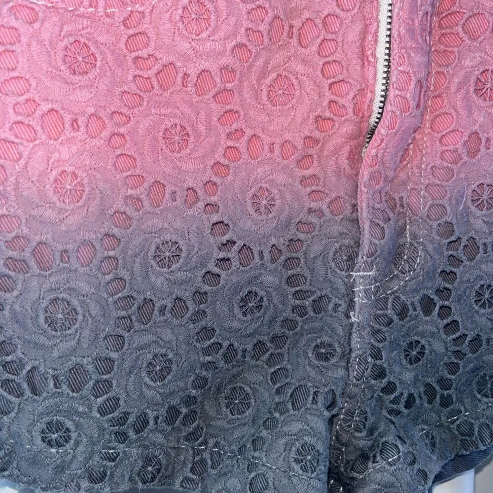 Minkpunk Womrns Denim Lace Overlay Shorts Size XS Spring Summer Cottagecore - Picture 2 of 8